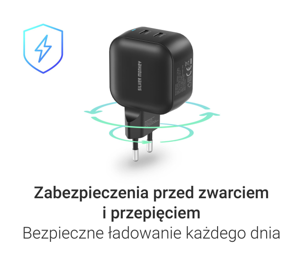 Silver Monkey Ładowarka GaN Smart Duo 48W PD Czarna - 1417247 - zdjęcie 5